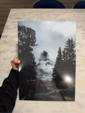 Foggy mountain nature Glossy Metal Displate Poster 17.7” x 12.6”